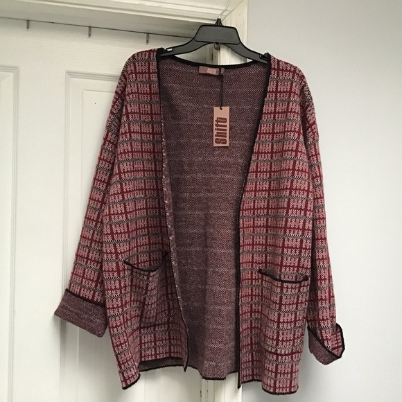 NWT Shift Texture stitch open long cardigan red sweater long sleeve size medium - Picture 1 of 3